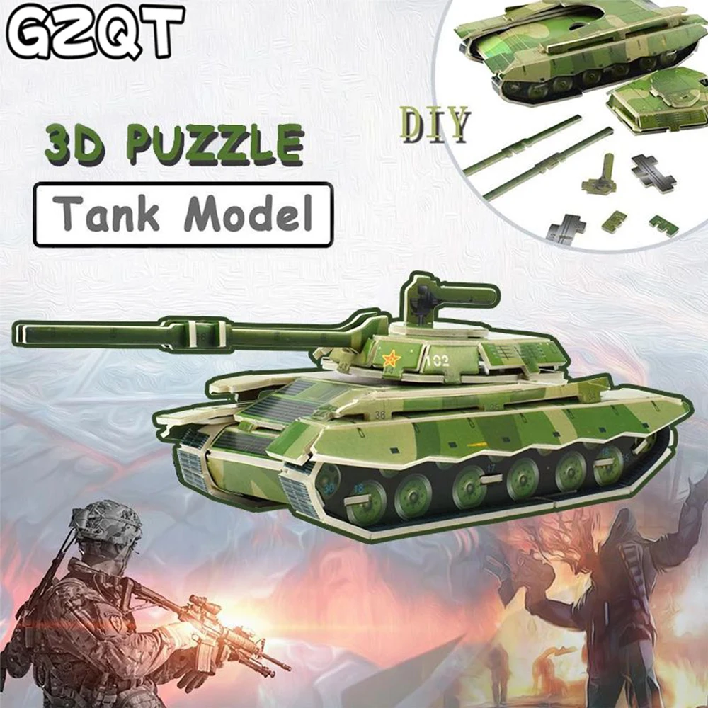 Paper 3D Three-dimensional Puzzle Military Tank Model Assembly Handmade Puzzles Educational Toys for Kids Games Gifts Home Decor