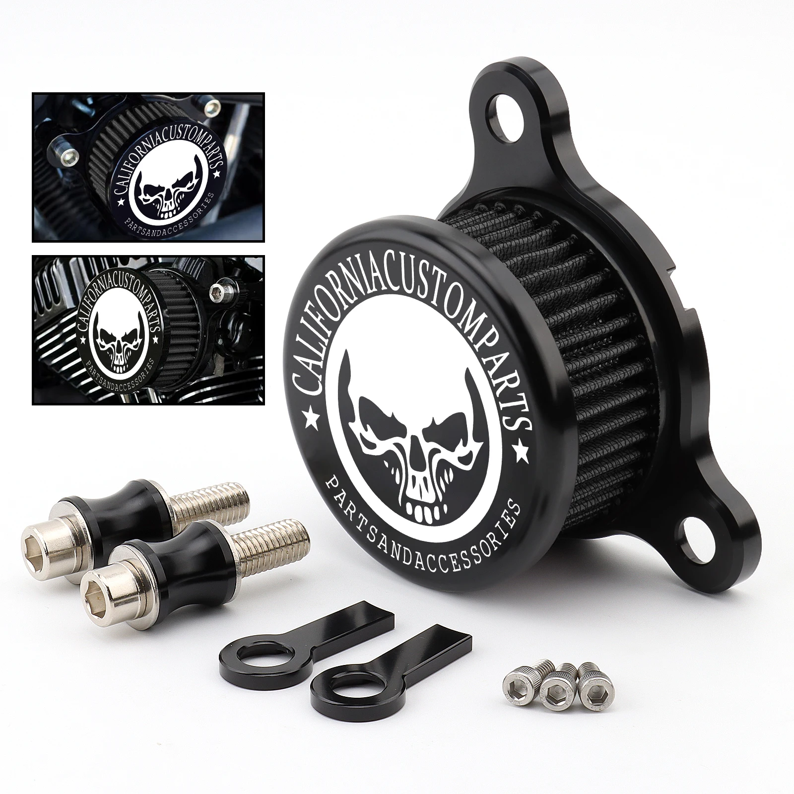 

Motorcycle Skull Air Filter Cleaner Intake System For Benda BD 300 BENDA BD300 BD 300 BOX CNC Aluminum Black