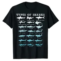 21 Types of Sharks Marine Biology T-Shirt Shark Lover Cute Graphic Tee Tops Gift for Son Short Sleeve Outfit Geeks Nerds Apparel