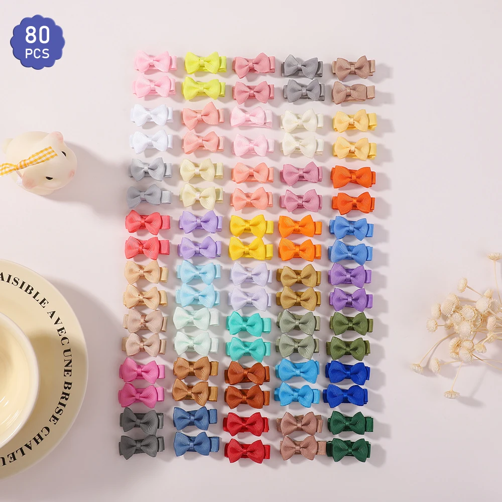 

20/40/60/80Pcs mini bows hair clips girls colorful cloth barrettes boutique hairbangs hairpin DIY hair accessories for children