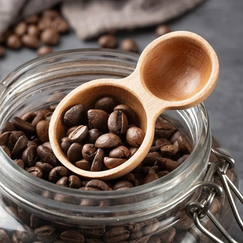 Dual-Headed Wooden Coffee Spoon Serving Cutlery Short Handle Powder Spoon Rust-proof Wear-resistant Measuring Spoon
