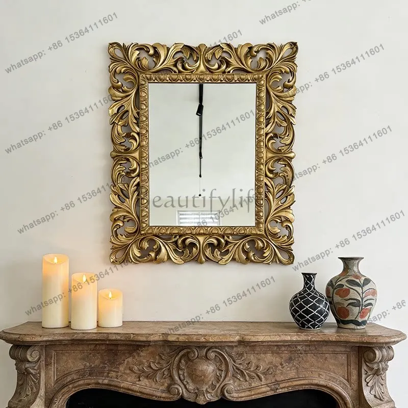 

French luxury decorative mirror retro living room wall fireplace mirror