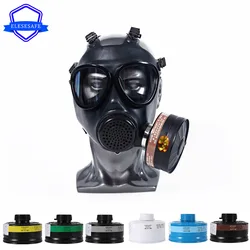 Full Face Gas Mask Metal Filter Box Chemical Respirator Natural Rubber Mask For Painting Pesticide Spraying Welding Work Safe