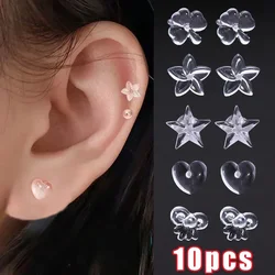 Transparent Resin Ear Studs Invisible Anti-allergic Plastic Fashion Earrings Anti-blocking Needles Heart Flower Rings Jewelry