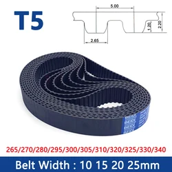 1PCS T5 Timing Belt Width 10/15/20/25mm Rubber Closed Loop Synchronous Belt Length 265/270/280/295/300/305/310/320/325/330/340mm