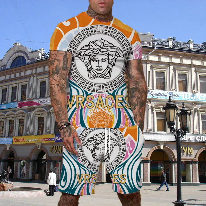 2025 T-shirt da uomo estiva Set Tendenza moda Pantaloncini a maniche corte di lusso Comodo abito da strada casual Hombre Ropa Conjunto Para