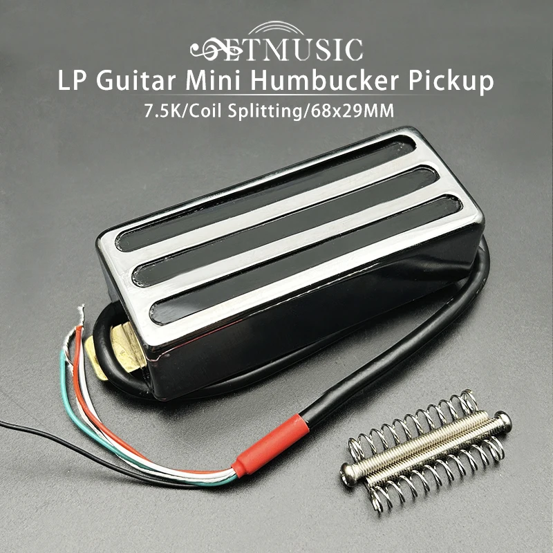 Brass Cover III Style Mini Humbucker with 4 Conduct Cable Coil Splitting for LP Style Guitar Chrome 68x29MM 7.5K