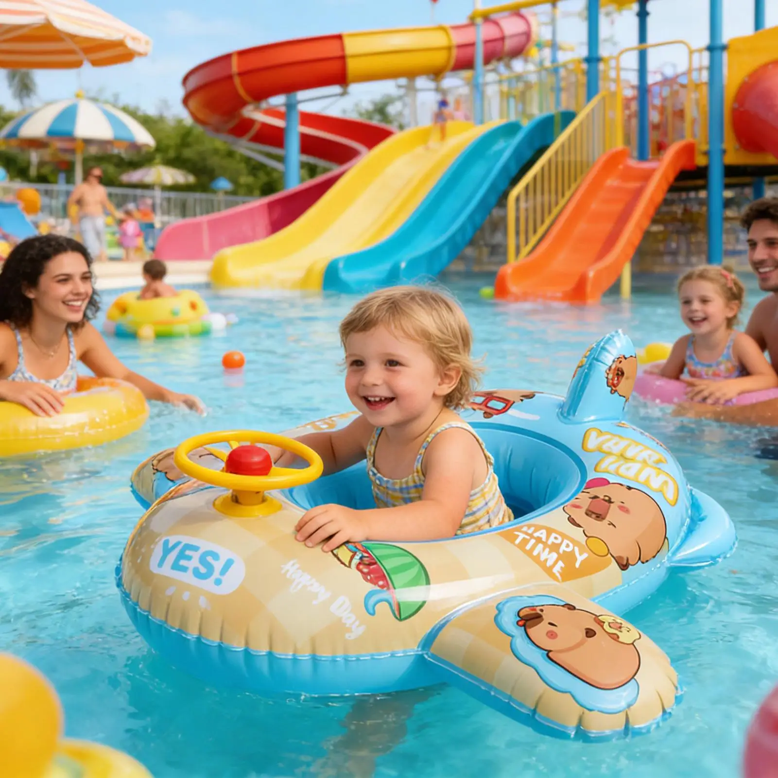 

Inflatable Pool Floats Cartoon Capybara Floating Rafts Kids Animal Swimming Float Ring For Children Summer Party Lake Beach