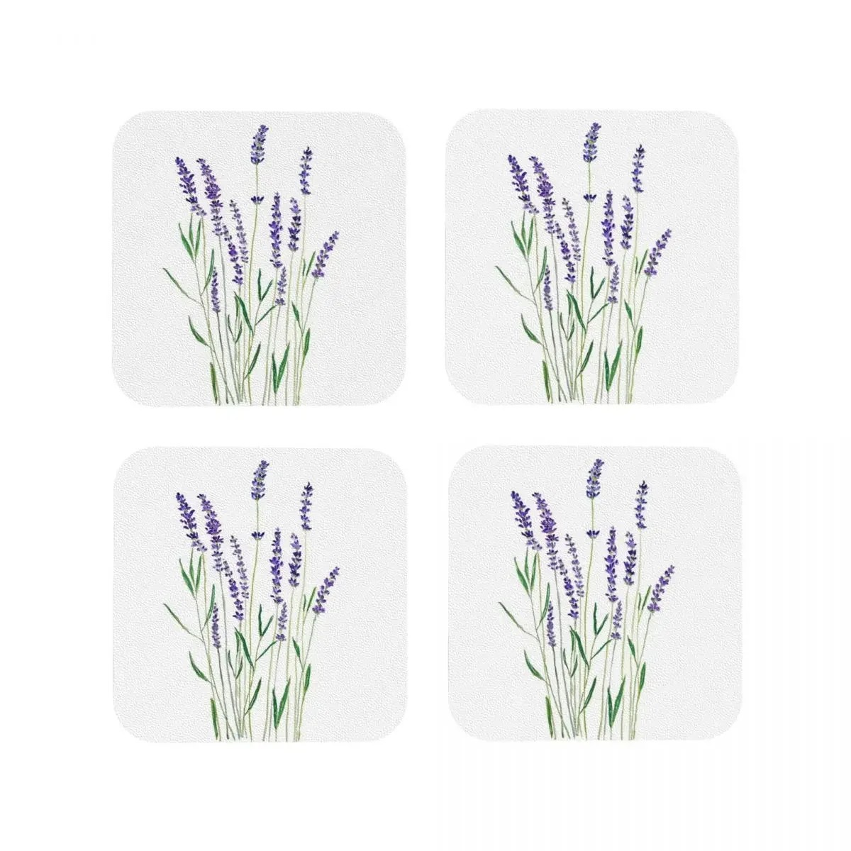 Hand Painted Purple Lavend Coasters Kitchen Placemats Waterproof Insulation Cup Coffee Mats For Home Tableware Pads Set of 4