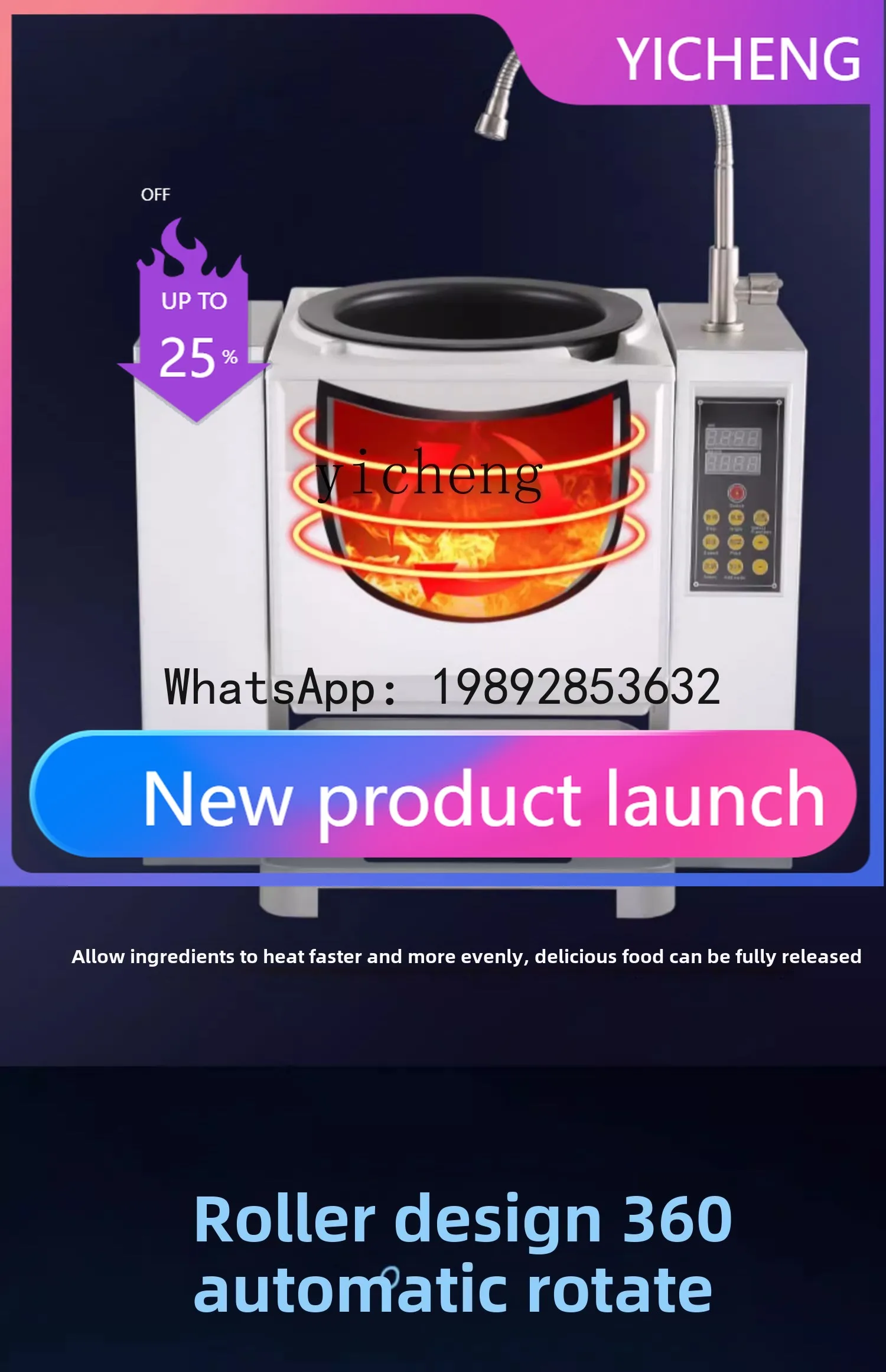 

CCJ Commercial Automatic Cooking Machine, Automatic Fried Noodles, Fried Noodles Machine, Roller Wok