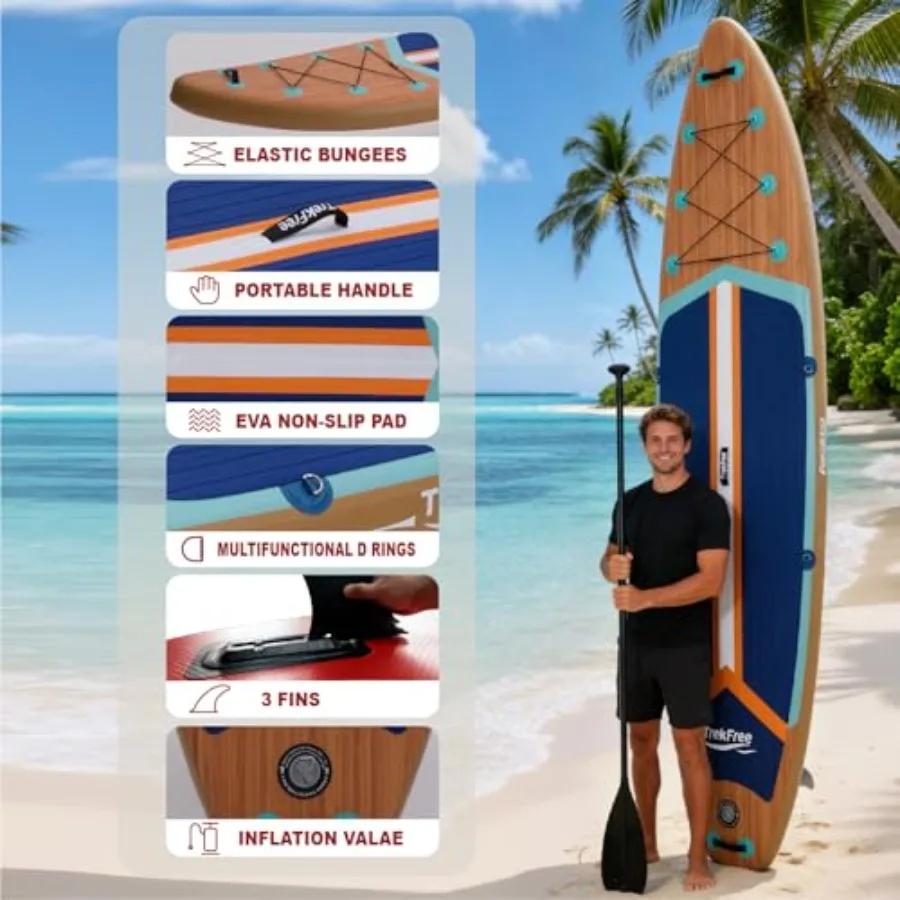 Inflatable Stand Up Paddle Board 11' for youth adults durable PVC blue StabilTrac Fin non-slip EVA deck ultra-light manual air