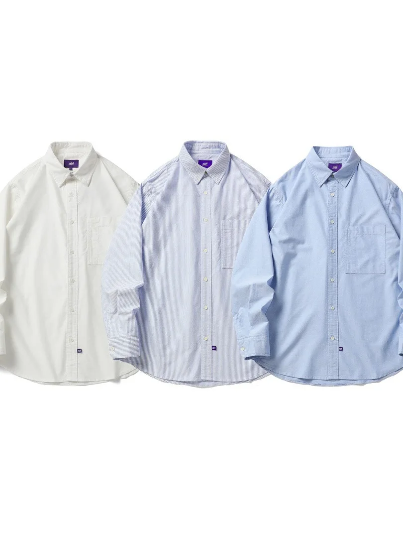 

Модная японская брендовая рубашка с длинным рукавом в полоску, повседневная, свободного кроя, унисекс, для молодежи, на все сезоны, из хлопка, классическая, на пуговицах