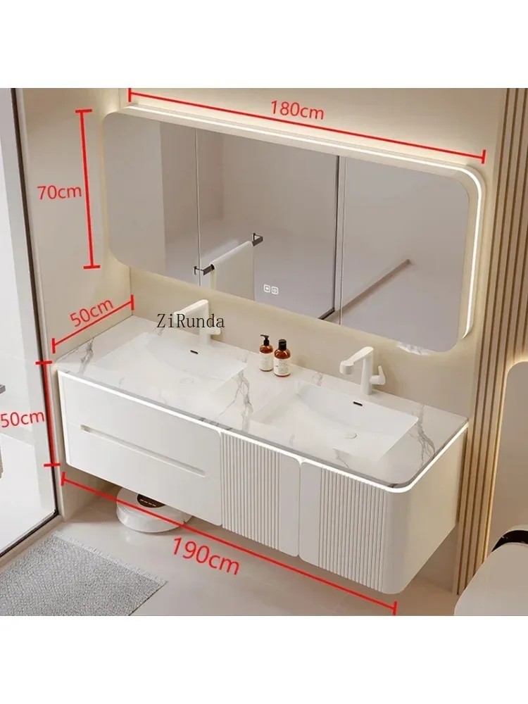 Кремовый стиль, каменная плита, туалетный столик, комбинированный настенный шкаф для хранения, шкафы для ванной комнаты, полки, модная мебель, туалетные столики Bano