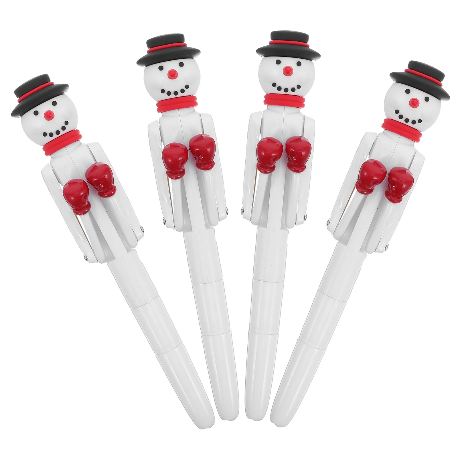 

4Pcs Snowman Boxing Ballpoint Pen Funny Christmas Gel Ink Interactive Writing Decompression Xmas Party Favor Stationery