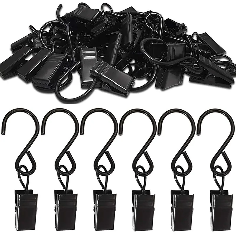 Stainless Steel  Black S Clips 10-100PCS Curtain Photos Decor Metal Wire Holder Hanging Photos Drapes Clip Clamp Replacement New