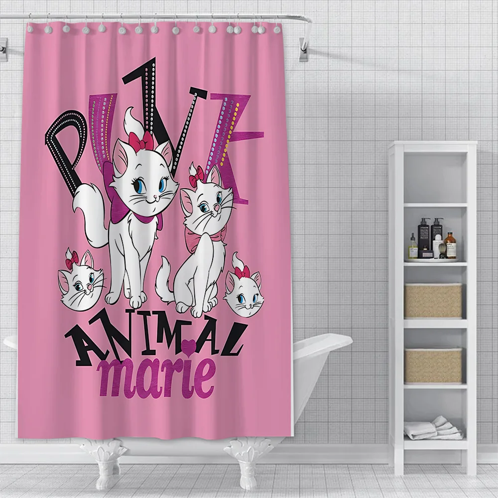 Shower Curtain Waterproof Polyester Fabric Paint Colorful Bath Disneys Marie Cat Curtains Home Bathroom Decor Curtain With Hook