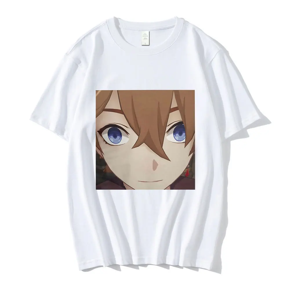 Anime Tartaglia Face Meme t shirt men Fashion Tee Short Sleeve Genshin Impact Game T-Shirts O Neck Tops women футболки camiseta