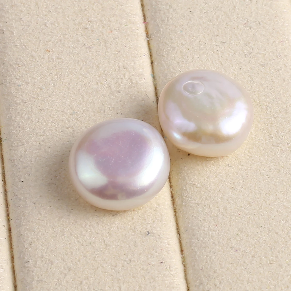 2PCS Natural Freshwater Pearl Round Button Shaped Perforated Beads Jewelry Making DIY Necklace Ring Bracelet Accessories Gift