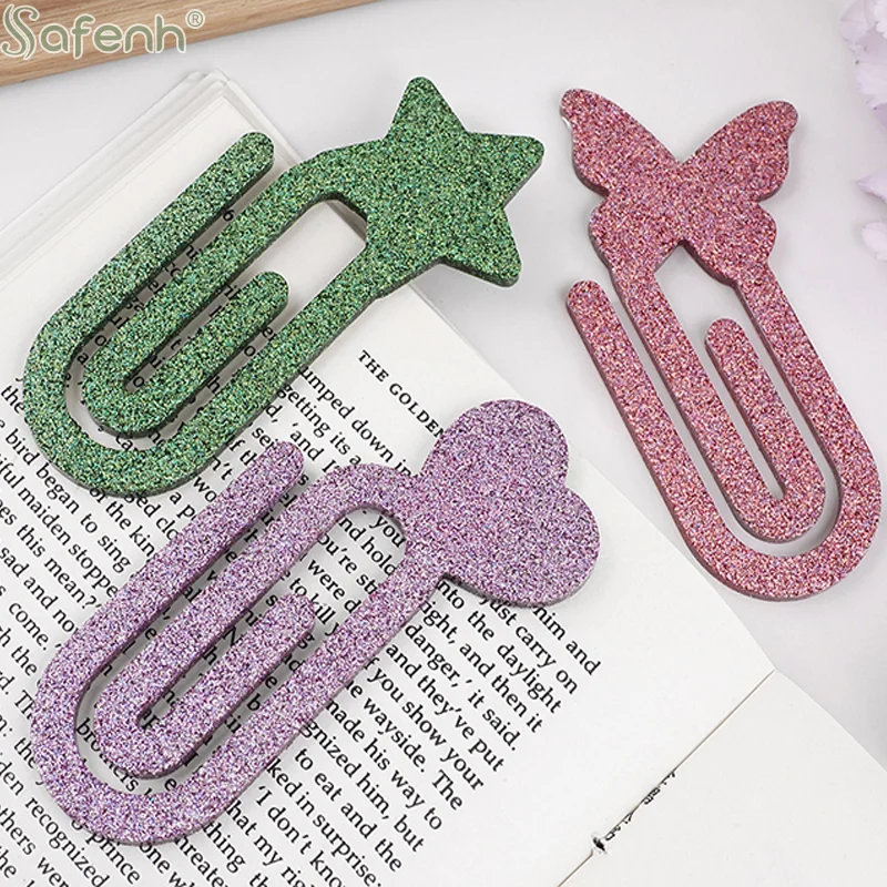 1 قطعة مشبك ورق سيليكون الإشارات المرجعية قالب المجوهرات-قوالب المرجعية الراتنج DIY بها بنفسك لصنع الحرف اليدوية ، قوالب الصب مشبك كتب لطيف قابلة لإعادة الاستخدام