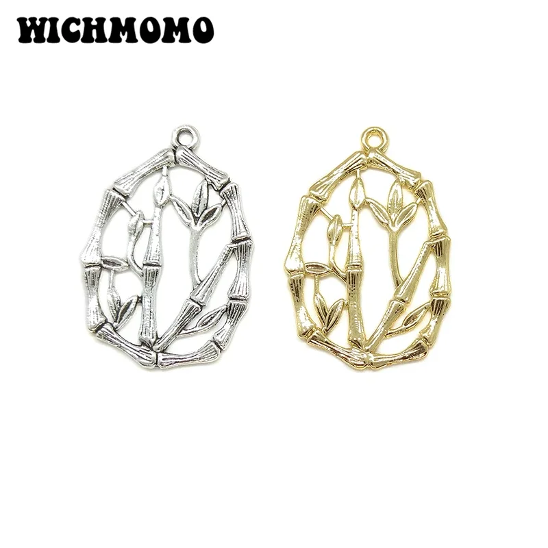 

New Fashion 6pieces 34*23mm Retro Zinc Alloy Round Bamboo Charms Pendant for DIY Necklaces Earrings Jewelry Accessories