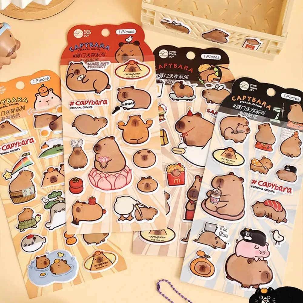 Staacquering-Autocollants Kawaii Capybara, stickers en mousse 3D pour journal intime, décoration à bulles mignonnes azole, DIY bricolage