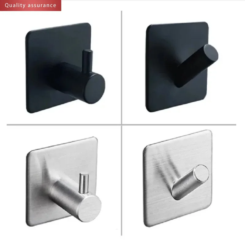 

Black Robe Hook Bathroom Towel Kitchen Nail-free Metal Seamless Hook Wall Coat Coat And Hat Stainless Steel Adhesive Hook Hanger