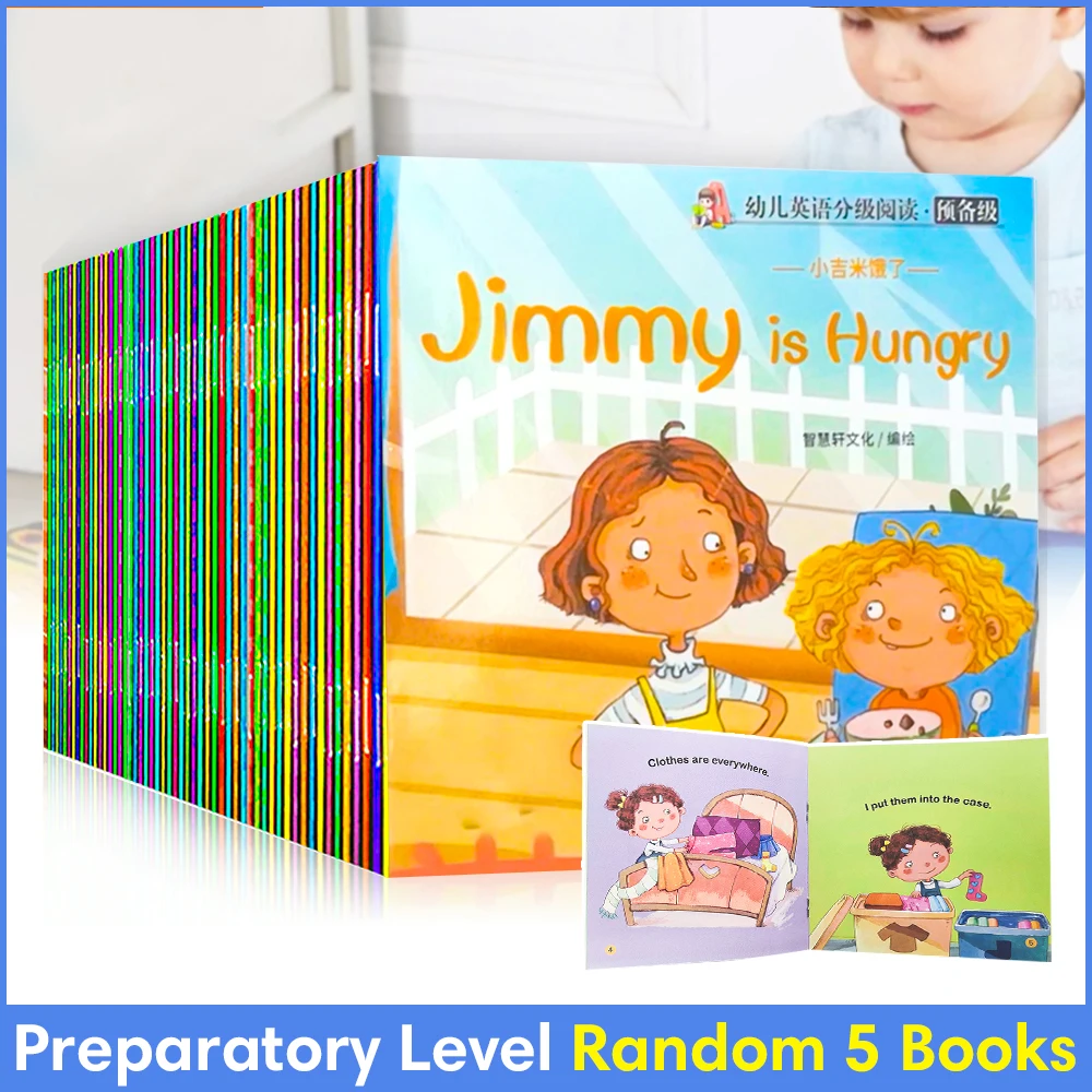 Random 5 Books Children's English word learning books Pocket book Baby kid English early education learning toy Video teaching