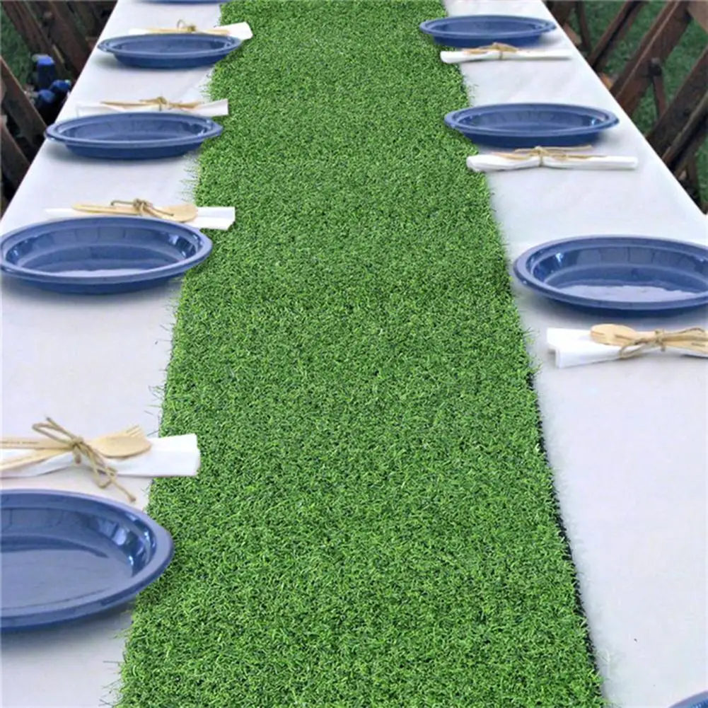 Artificial Grass Table Runner Faux Grass DIY Football Tablecloth Green Table Runner Table Protector Cover Easter Party Decor