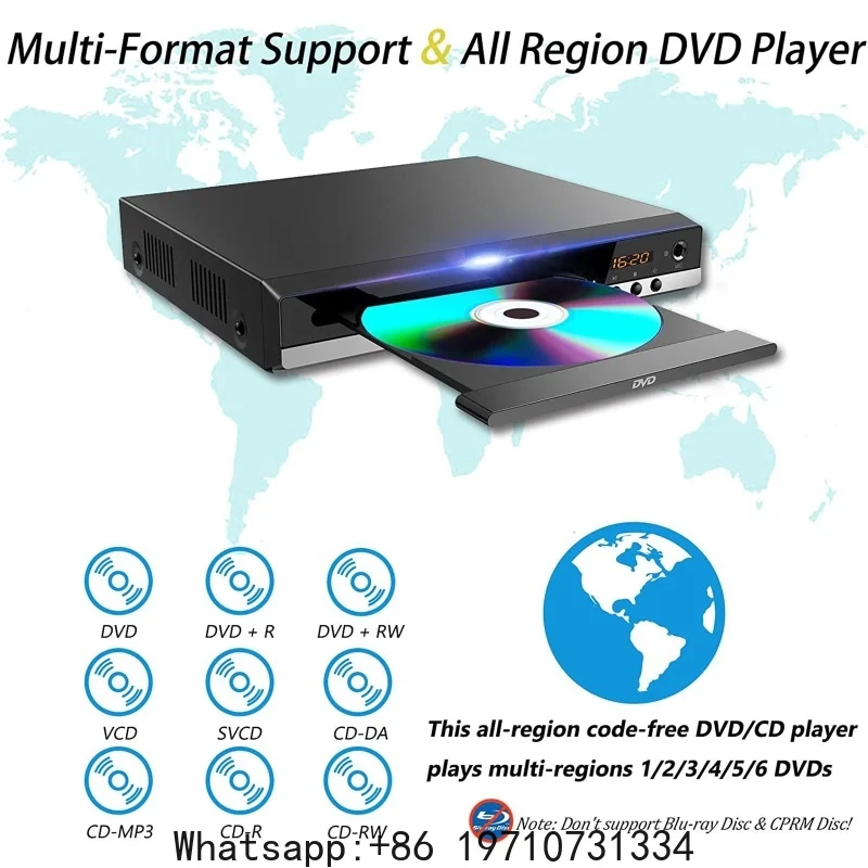 DVD Player 1080P High-defination Home Box For TV CD Discs  AV Output Built-in MIC-port All Region Free