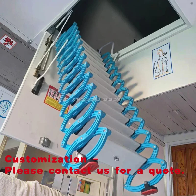Customize.Mobile/Manual Loft Ladder Model Retractable Telescopic  Domestic Hidden Staircase