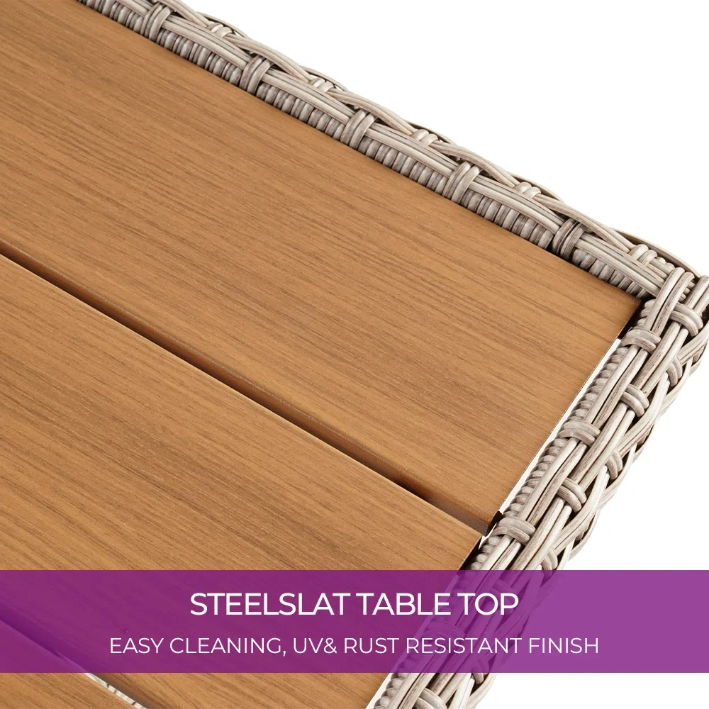 طاولة طعام للقهوة في الهواء الطلق، سطح رفع قابل للتعديل، أثاث من الخوص، طاولة طعام متعددة الوظائف