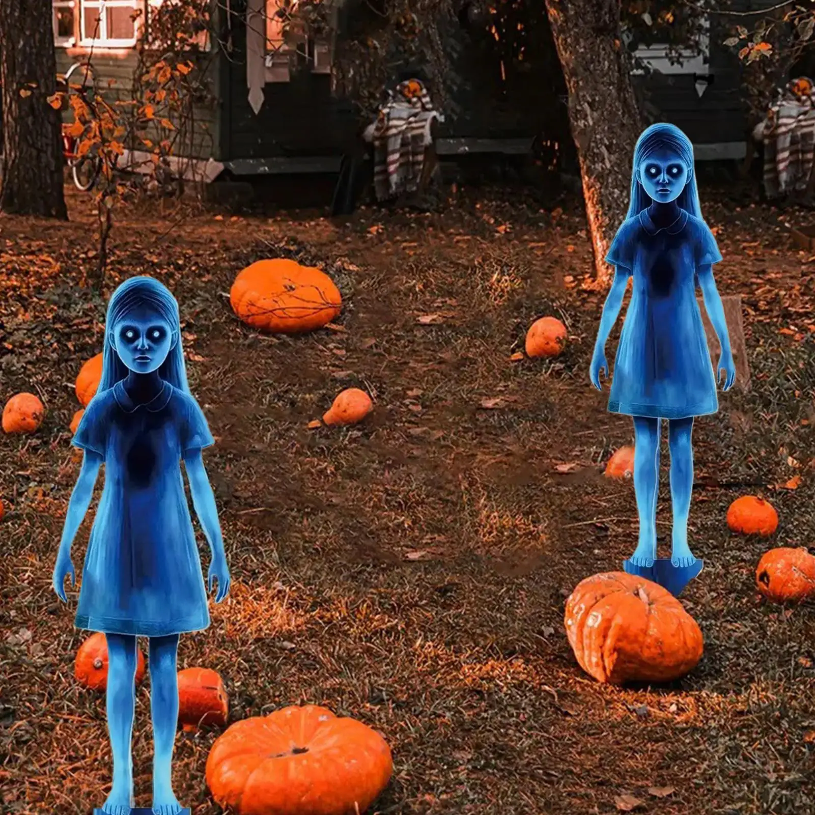 

Halloween Outdoor Decor 2 Pieces Garden Stakes Ghost Sign Spooky for Photo Backdrop Party Driveway Entrance Lawn Patio Haunted