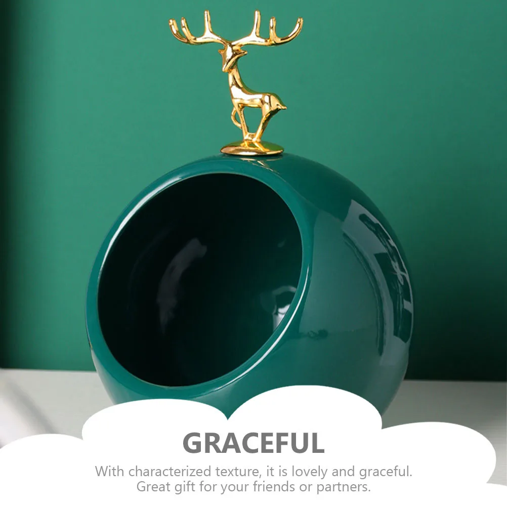 

Ceramic Elk Key Box Decorative Desktop Organizer Jewelry Holder Porch Storage Holder Unique Home Decoration Key Storage Box