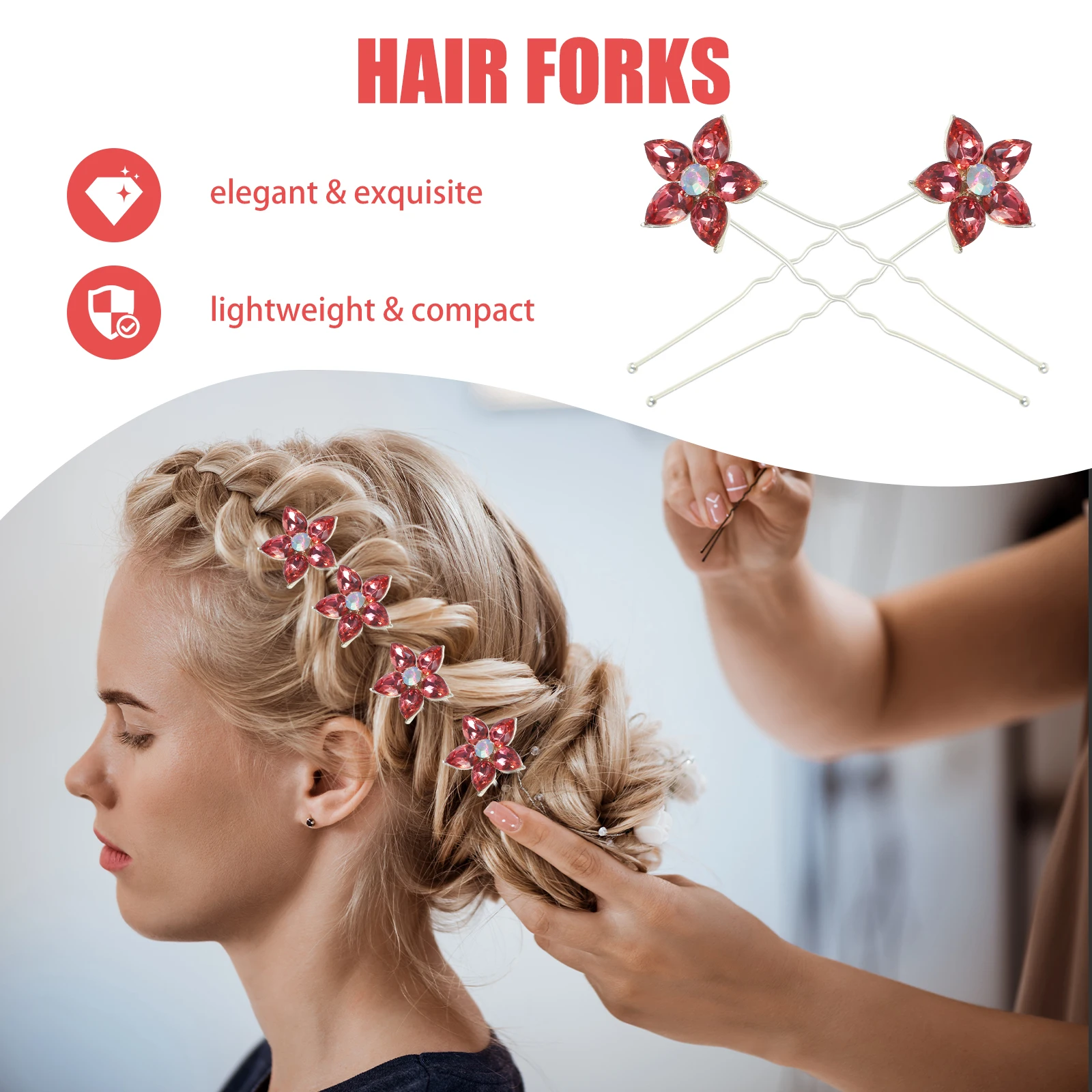 

4pcs Rhinestone U-Shaped Wedding Stick For Buns Pins Bridal Accessories Hair Sticks For Buns Women Hair Decoration