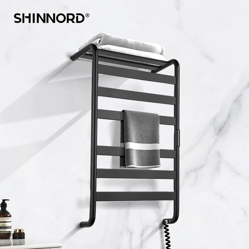 Smart Stainless Steel Wall Mounted Electric Bathroom Heater Radiator Heated Drying High-Quality Black Racks Towel Warmer