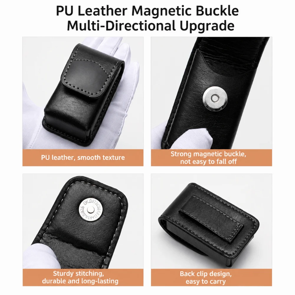 Belt Loop Eyeglass Case Anti Squeeze Mini Size Waist Carry Pack Premium Look Portable Hold Leather Glass Pouch Drive Trip