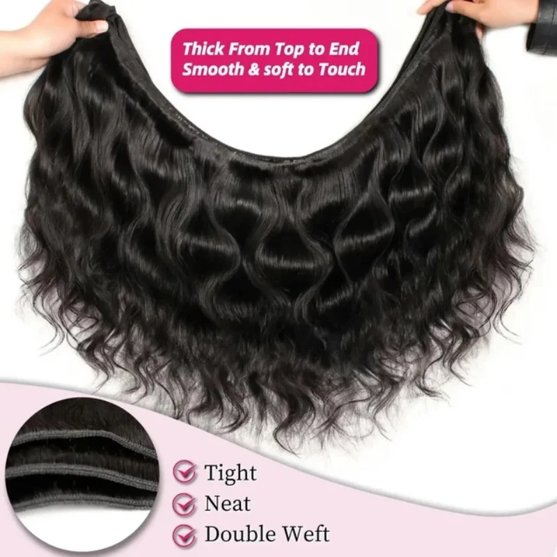 Paquetes de cabello humano body wave de 42 pulgadas, negro natural, brasileño virgen, 12A sin procesar, extensiones reales 5