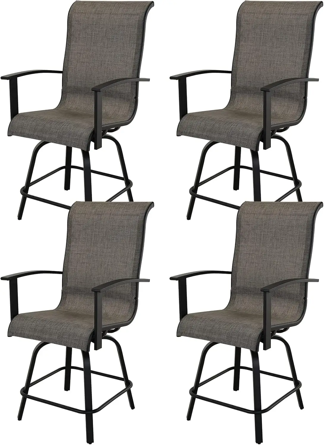 

Grand patio Outdoor Swivel Bar Stools with Armrests Backs, 24" Height Patio Chairs for Porch Deck, Set of 4,