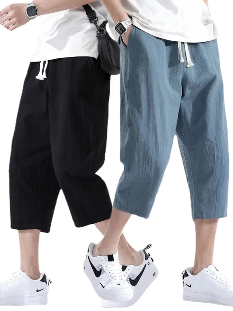 Summer Casual Linen Short Pants New Cotton Straight Mens Lightweight Shorts Large Solid Color Gym Fifth Beach Short Pants