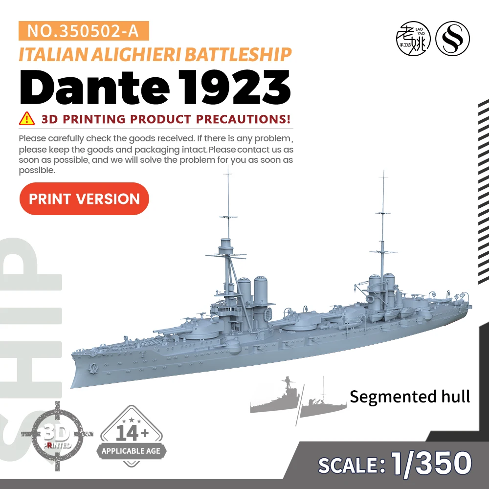 

SSMODEL SSC502-A 1/350 Military Model Kit Italy Dante Alighieri Battleship 1923