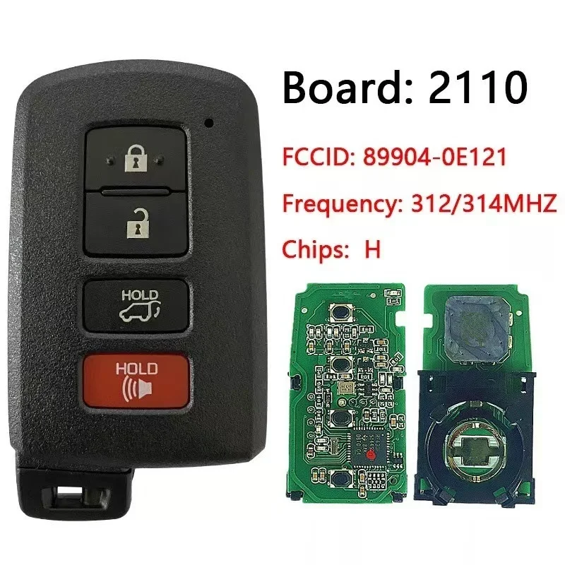 Remote Key Smart 4 Button Keyless 89904-0E121 HYQ14FBA Board 2110 312MHZ with H chip for Toyota RAV4  Camry Corolla Lexus Auto