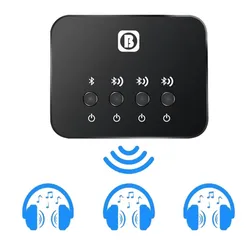 Adaptador bluetooth para 3 pçs fone de ouvido sem fio trabalhando juntos divisor de áudio transmissor divisor adaptador receptor música compartilhamento