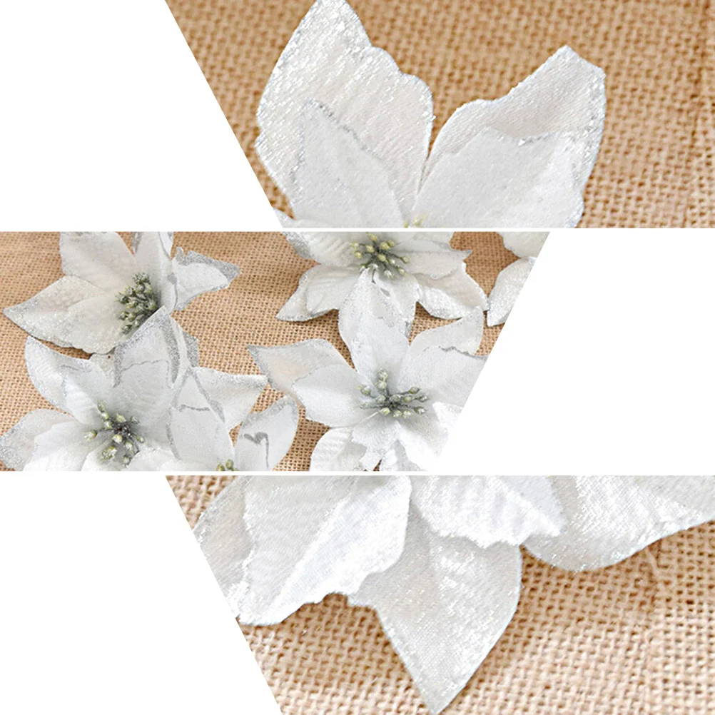 

36pcs Christmas Flower Decoration Cloth Flower Glitter Diy Craft For Christmas Tree Party Home Decor Ornaments