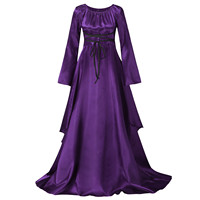 Maxi Dress Medieval Retro Gothic Gown Long Sleeve Lace Up Cosplay Evening Party Prom Womens Dresses Vestidos