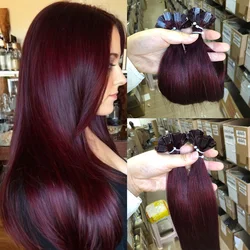 Flat Tip Hair Extensions Human Hair Fushion Remy Hair 50 pieces Burgundy Straight Keratin Tips Human Hair Extensions 30g/pack