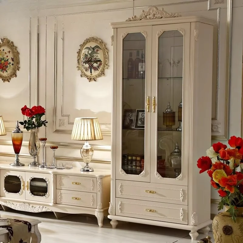 Classic Furniture Design One or Two Door Living Room Wooden TV Glass Display Cabinet