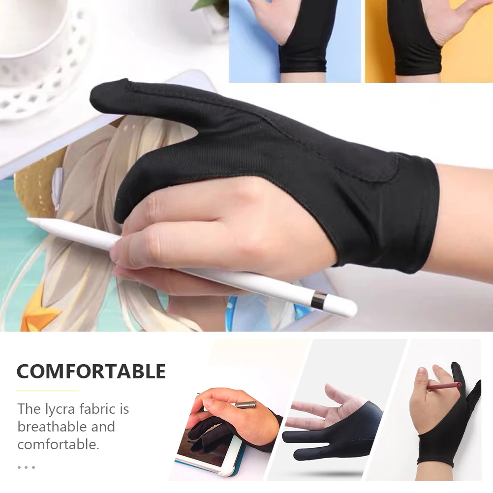 

6 Pcs Two Finger Gloves Tablet Drawing Fabric Comfortable Breathing Sketching Ink Coloring Digital Art