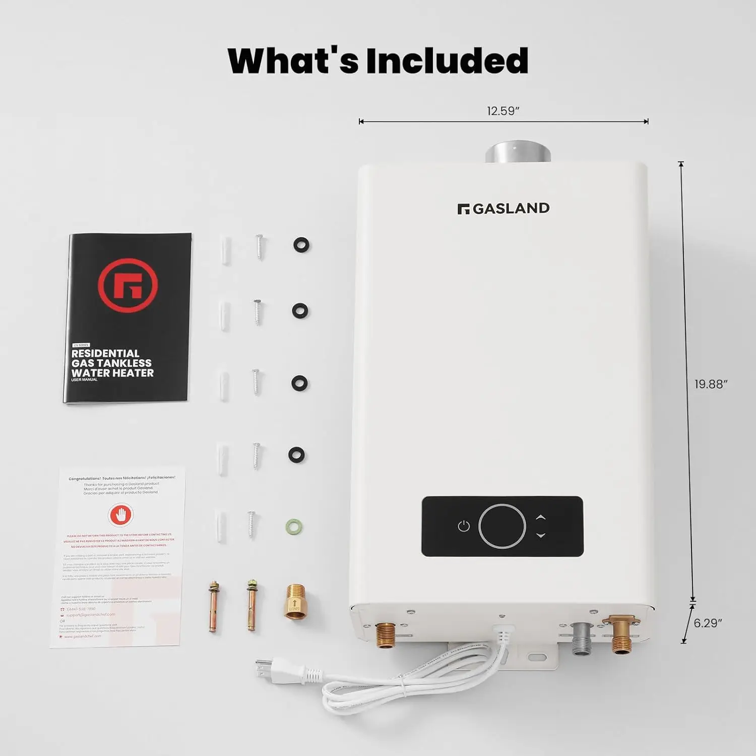 

GASLAND Gasmart C CS264LP 2,64GPM 68000BTU Крытый пропановый газовый безрезервуарный водонагреватель для жилых помещений мгновенный