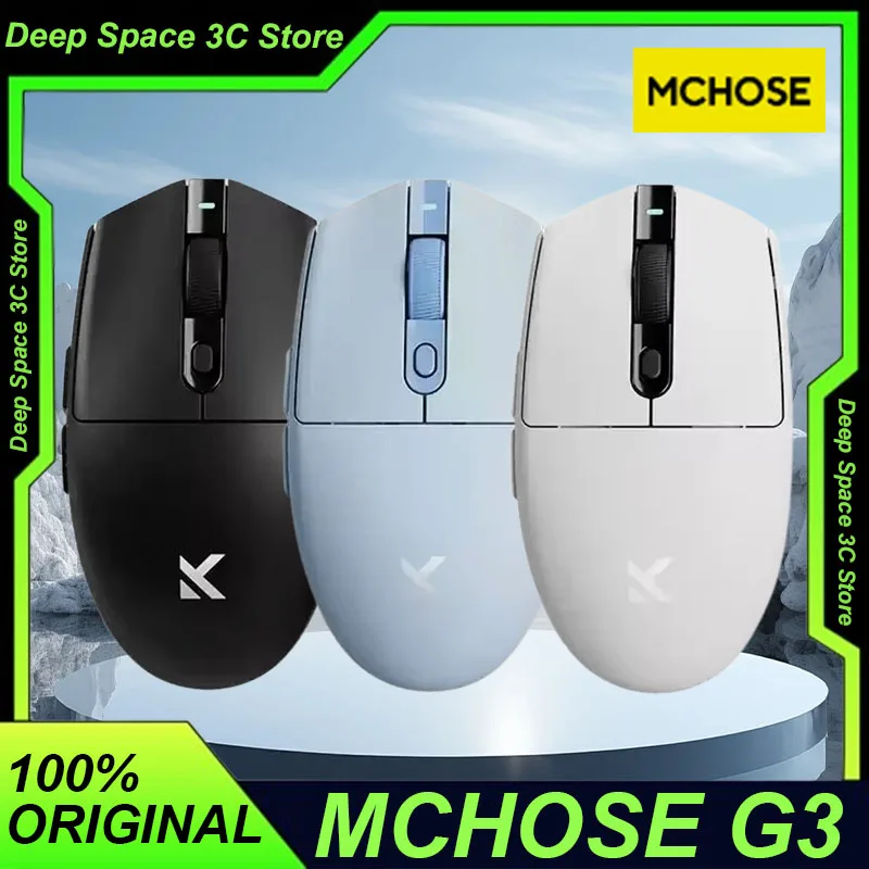 MCHOSE G3 Gaming Mouse Tri-mode Wireless Buletooth 2.4G Paw3395 Lightweight Ergonomics Customized Gamer Laptop PC Gaming Mouse