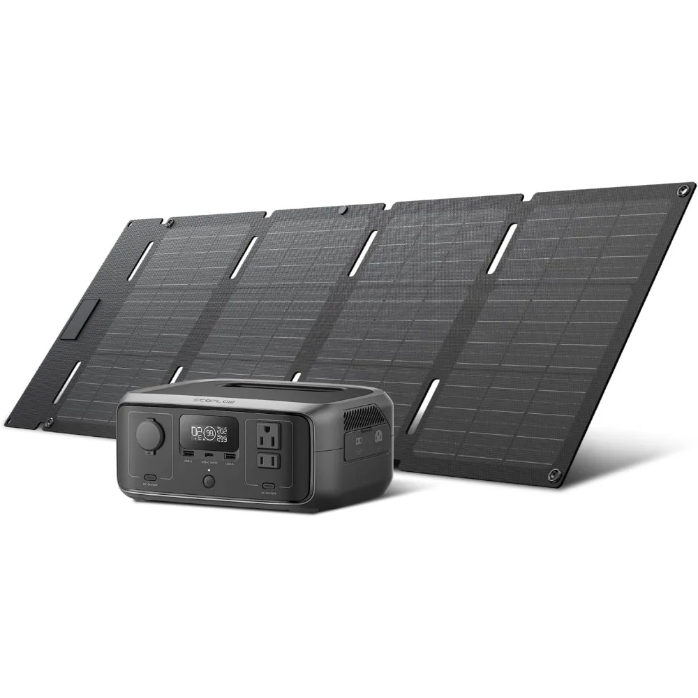 

Solar Generator RIVER 3 with 45W Solar Panel, 245Wh Portable Power Station LiFePO4 Battery, 300W Up to 600W AC Output